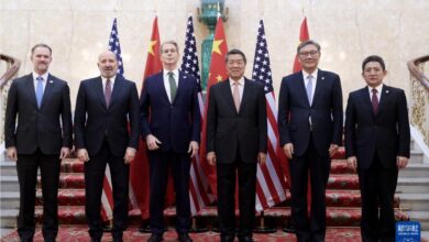 Photo of កិច្ចប្រជុំលើកដំបូងនៃយន្តការពិគ្រោះពិភាក្សាអំពីសេដ្ឋកិច្ចនិងពាណិជ្ជកម្មរវាងចិននិងអាមេរិកបានបើកធ្វើនៅក្រុងឡុងដ៍ ប្រទេសអង់គ្លេស